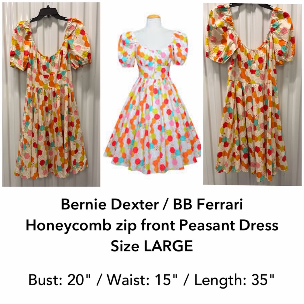 Bernie Dexter Cream Midi Dress with Multicolor Honeycomb Print